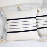 Handmade Textured Cotton Striped Pillow Cover - Large Corner Tassels