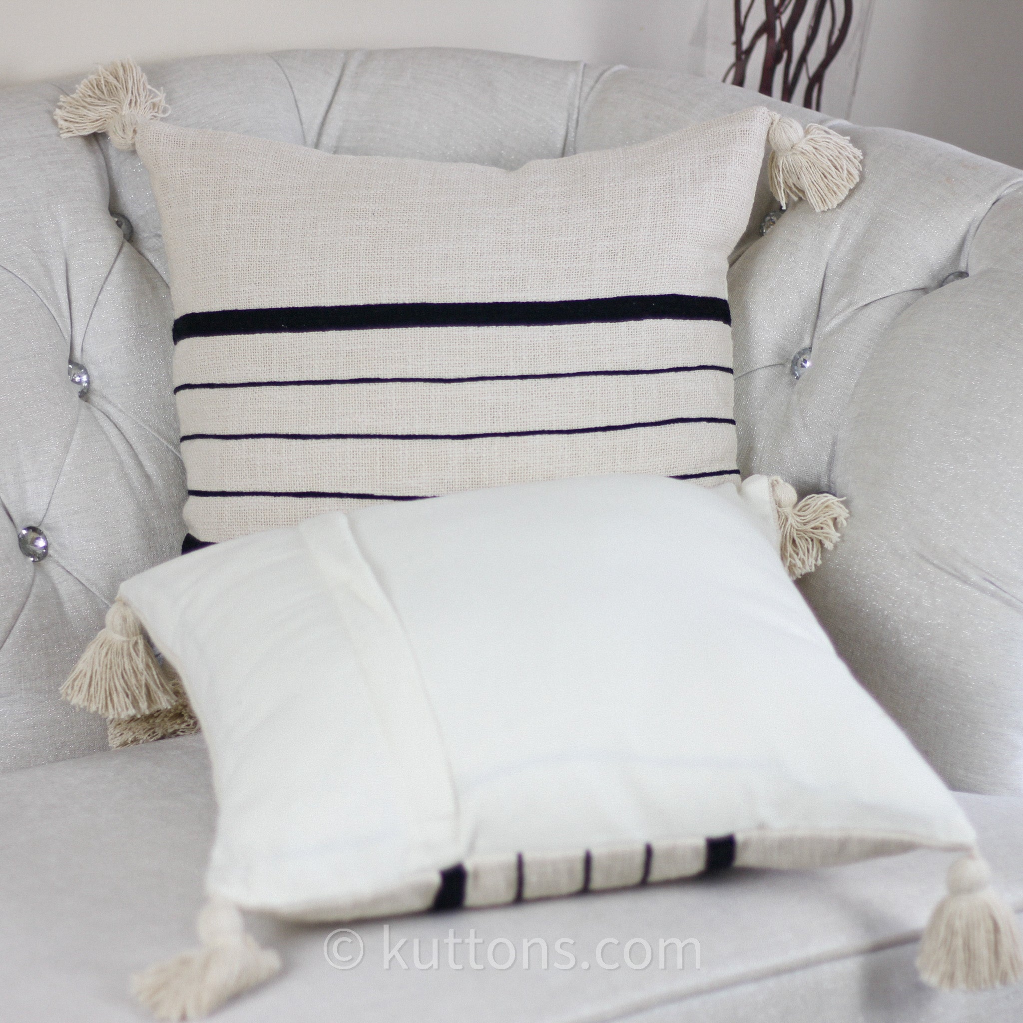 Accent Pillow-Cream Textured Stripes 18X18