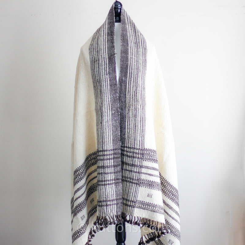 handspun and handwoven 100% woolen rustic shawl throw
