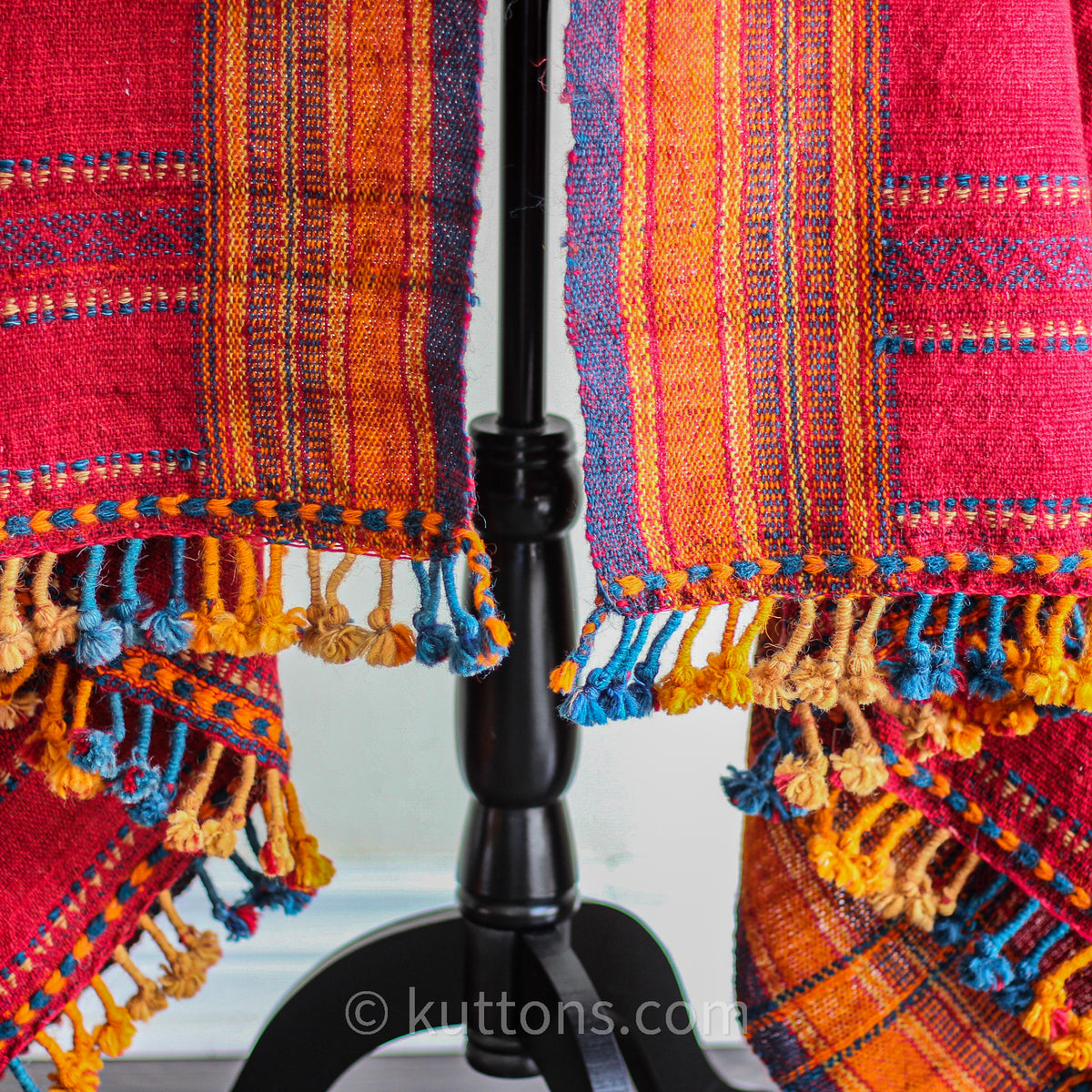 woolen shawl wrap throw - rustic, colourful