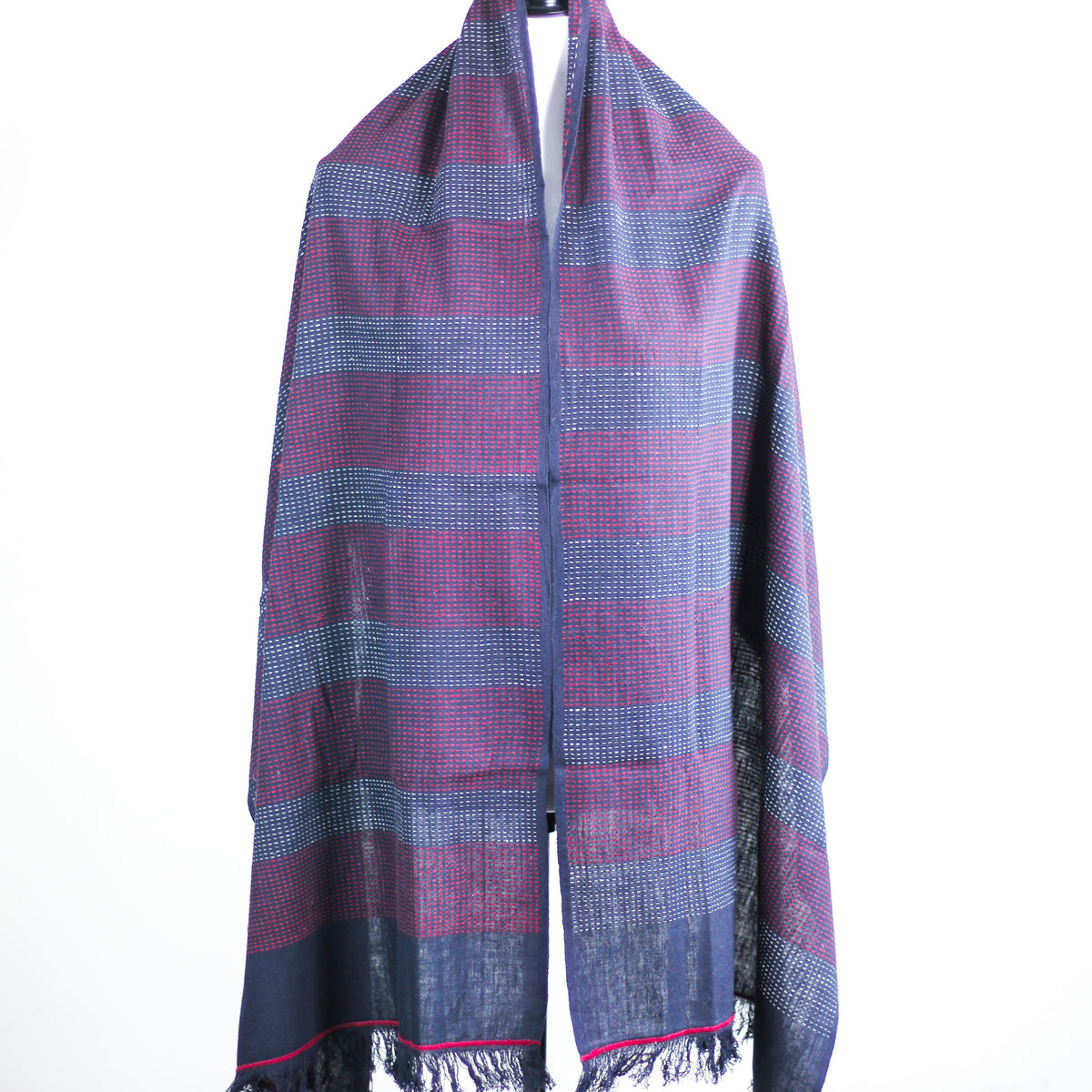handspun and handwoven cotton wrap scarf