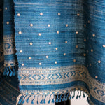 mirror embroidery work on blue shawl