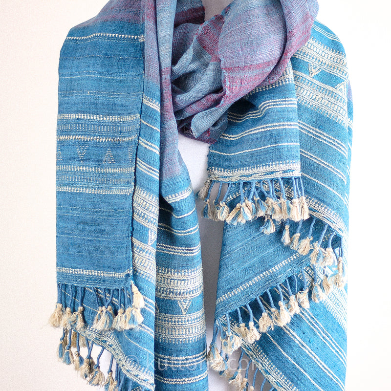 Handspun & Handwoven Tussar Silk & Merino Wool Shawl Wrap