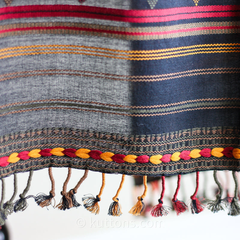 handmade cotton wrap stole with beautiful tassels