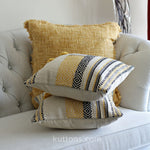 Handwoven Jute & Cotton Boho Kilim Pillow Cover Sets - Throw Pillows | Cream-Yellow, (Set of 2, Multiple Options), 18x18"