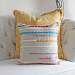 Handwoven 100% Cotton Throw Pillow Cover - Decorative Hand Knotted Cushion | Cream, 18"