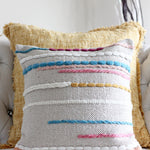 Handwoven 100% Cotton Decorative Throw Pillow Cover - Decorative Hand Knotted Cushion | Cream, 18"