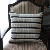 Handwoven Cotton Throw Pillow Cover - Strurdy Indoor/Outdoor Cushion, on chair
