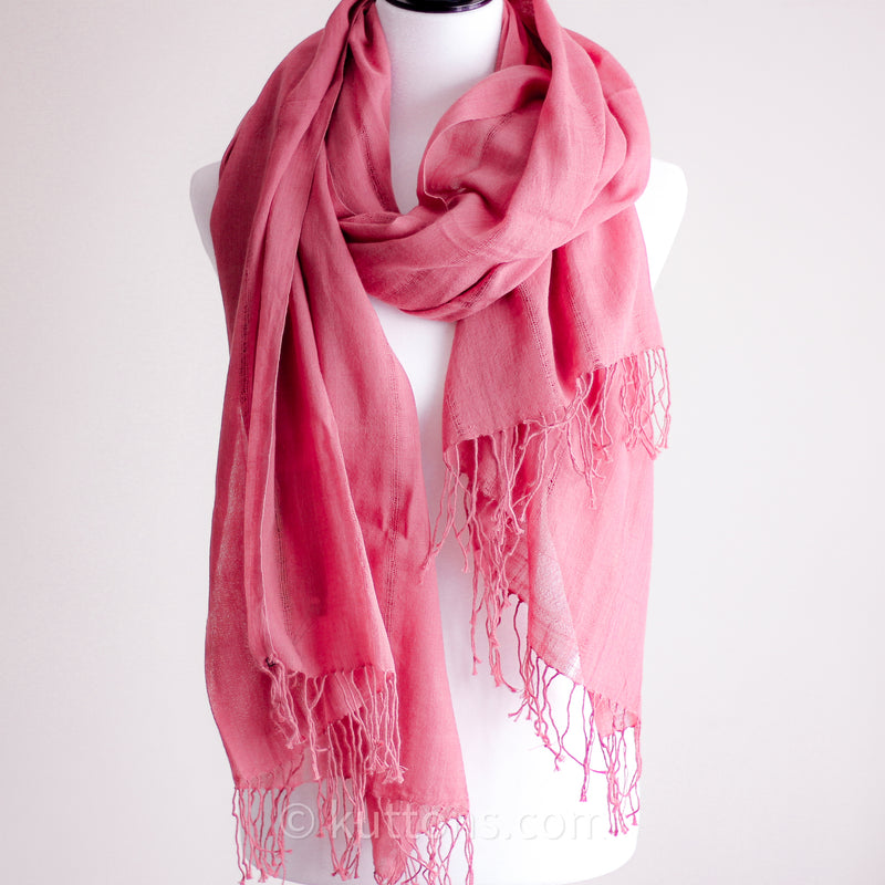 Handwoven Cotton Wrap Dyed with Sappanwood Natural Dyes | Pink, 29x80"