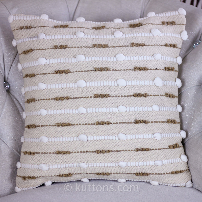 Handwoven Cotton and Jute Textured Cushion Cover