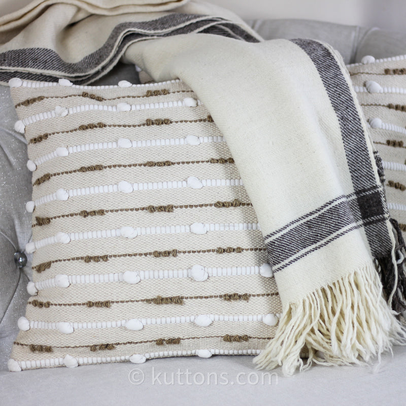 handmade cotton and jute textured pillow cover