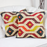 Handwoven Jute & Cotton Boho Kilim Pillow Cover Sets - Throw Pillows | Cream-Yellow, (Set of 2), 18"