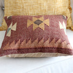 Handwoven Rustic Kilim Throw Pillow Cover - Jute Bohemian Kilim Cushion | Brown, 18x18"