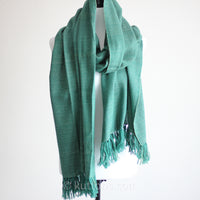Handwoven Merino Wool & Eri Silk Wrap - Naturally Dyed with Tesu Flowers & Indigo