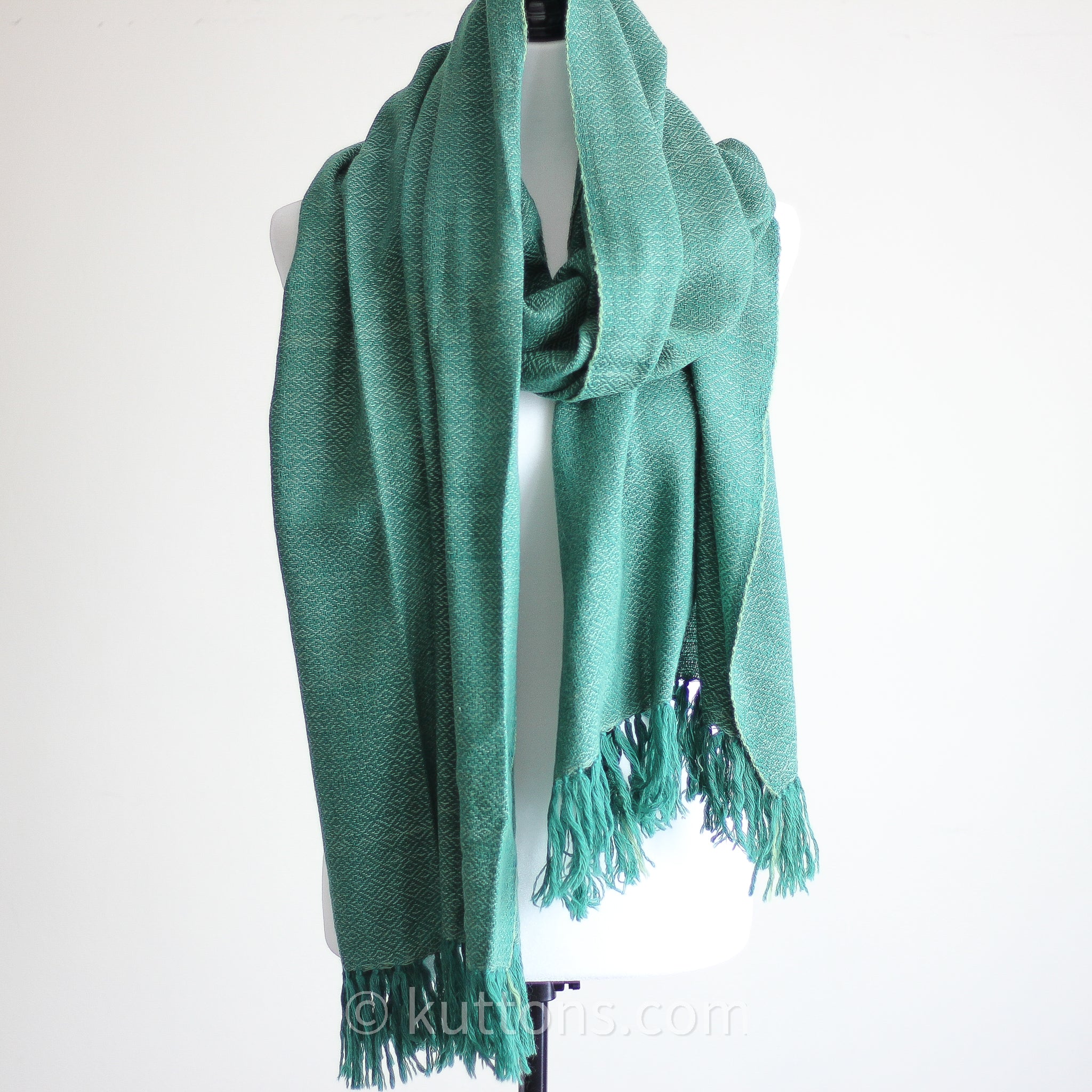 Handwoven Merino Wool & Eri Silk Wrap - Naturally Dyed with Tesu Flowers & Indigo
