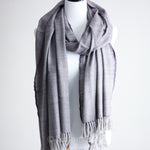 Handwoven Merino & Himalayan Wool Wrap - Naturally-Dyed with Shellac & Haritaki Herb | Purple, 26x86"