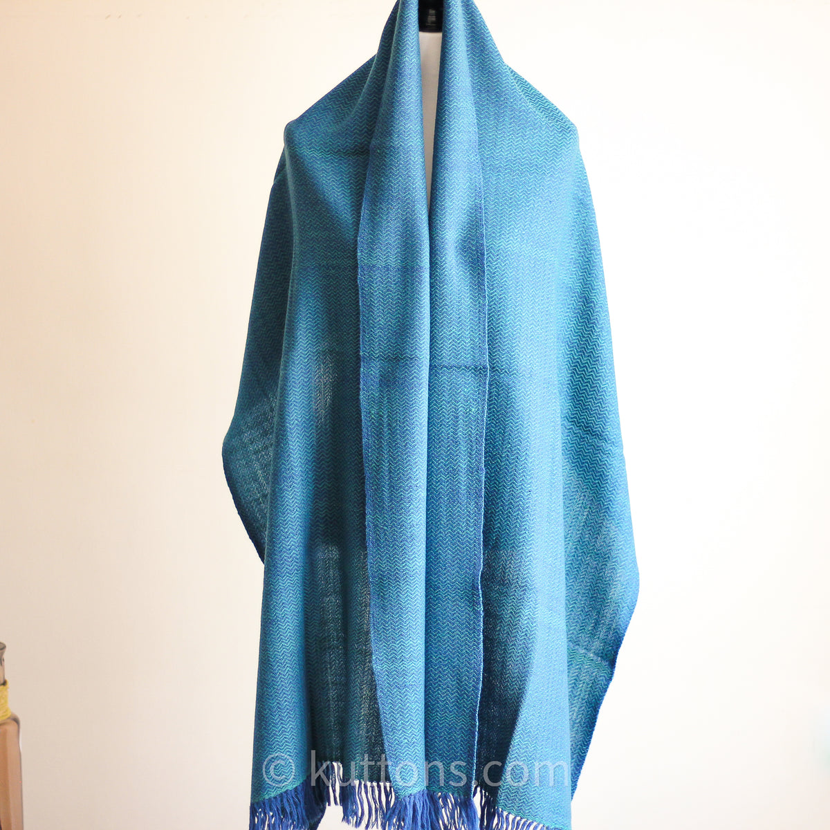 Handwoven Merino & Himalayan Woolen Shawl Wrap - Naturally Dyed with Indigo & Tesu Flowers