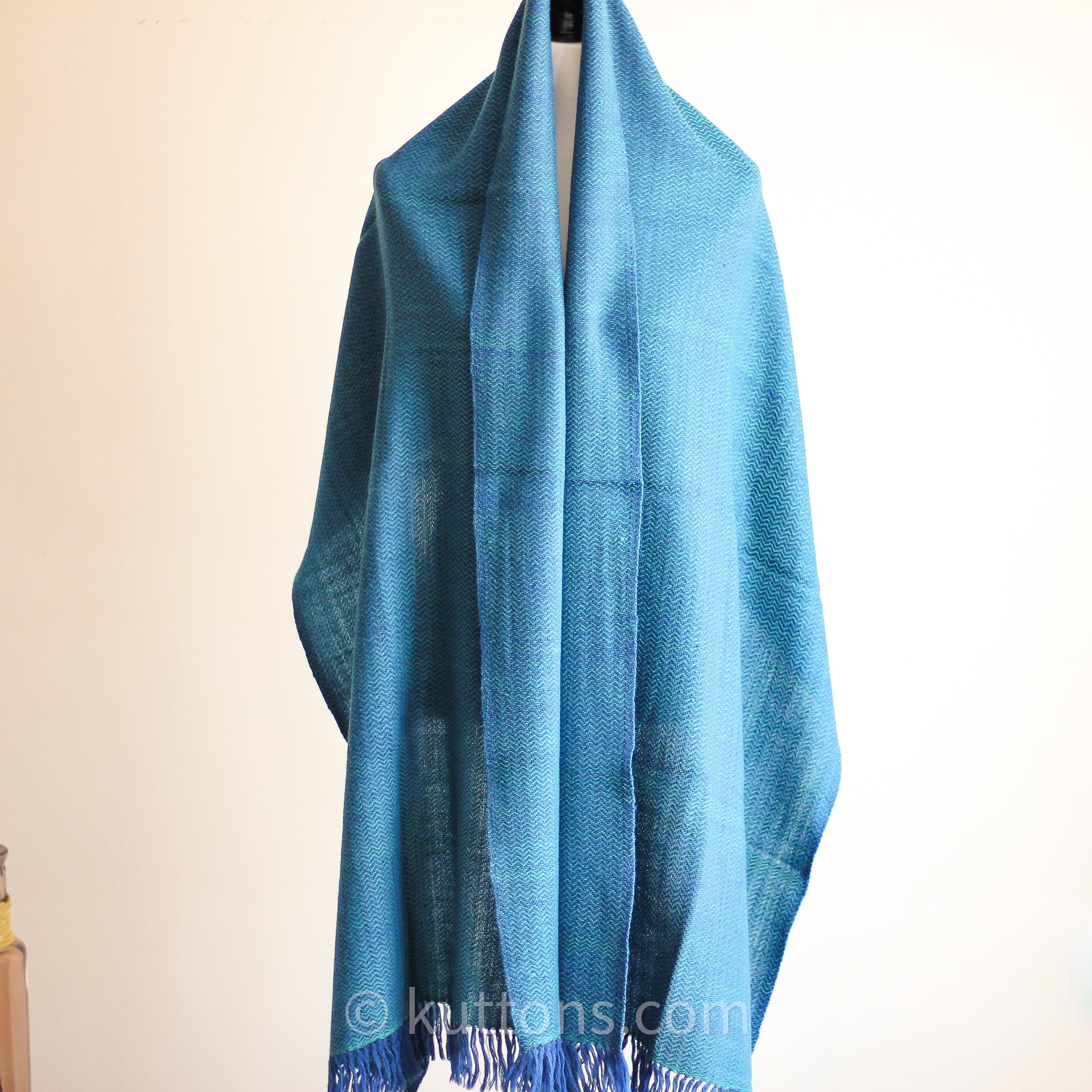 Handwoven Merino & Himalayan Woolen Shawl Wrap - Naturally Dyed with Indigo & Tesu Flowers