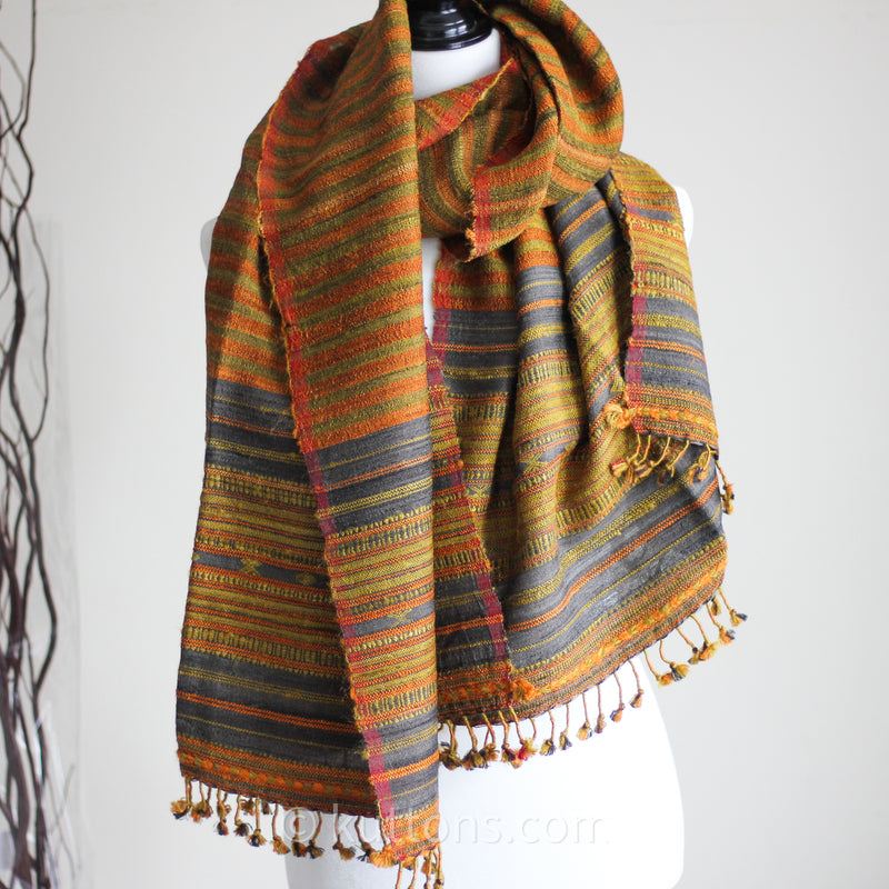 Handwoven Naturally Dyed Tusser Silk & Cotton Wrap