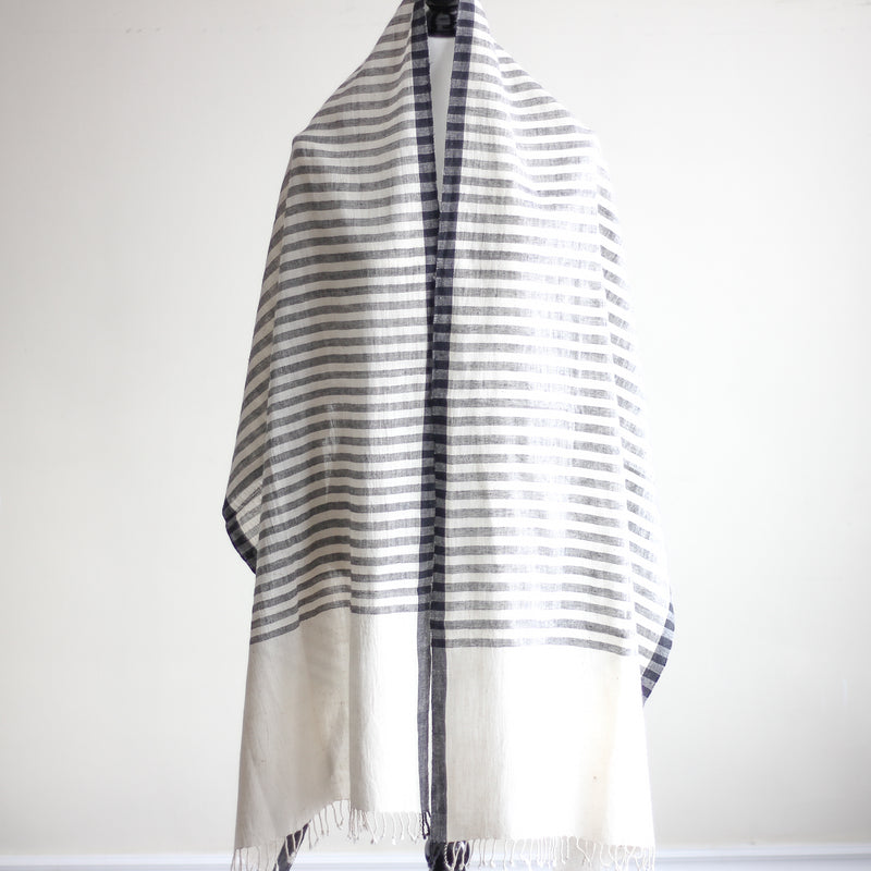 Handwoven Organic Cotton Scarf with Tassels - Genetically Pure Organic Kala Cotton Wrap