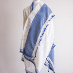 Handwoven Organic Cotton Shawl with Embroidered Mirrors - 100% Organic Kala Cotton Wrap