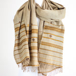 Handwoven Organic Kala Cotton Scarf - Wrap with Tassels | Brown, 23x76"