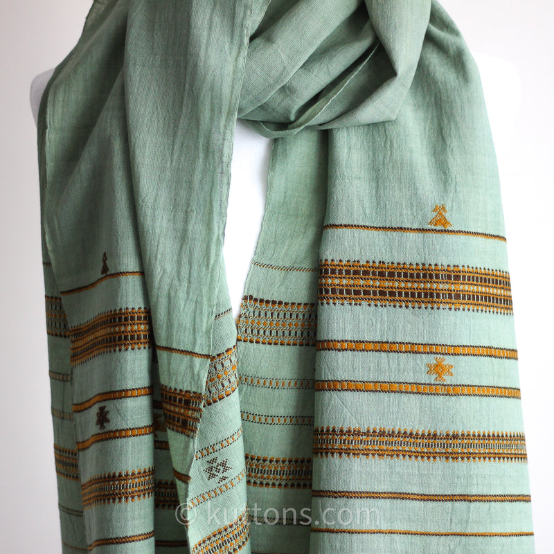 Handwoven Organic Kala Cotton Scarf - Wrap with Tassels