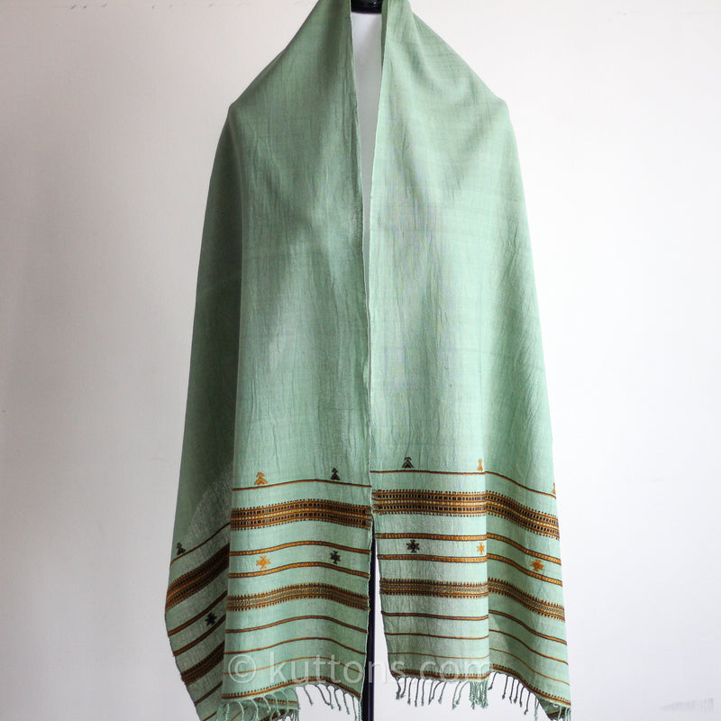 handwoven organic cotton scarf green
