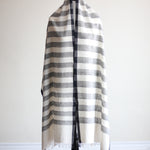 Handwoven Organic Kala Cotton Wrap with Tassels - Genetically Pure Organic Cotton Scarf