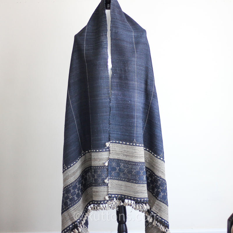 Handwoven Tussar Silk & Merino Wool Shawl