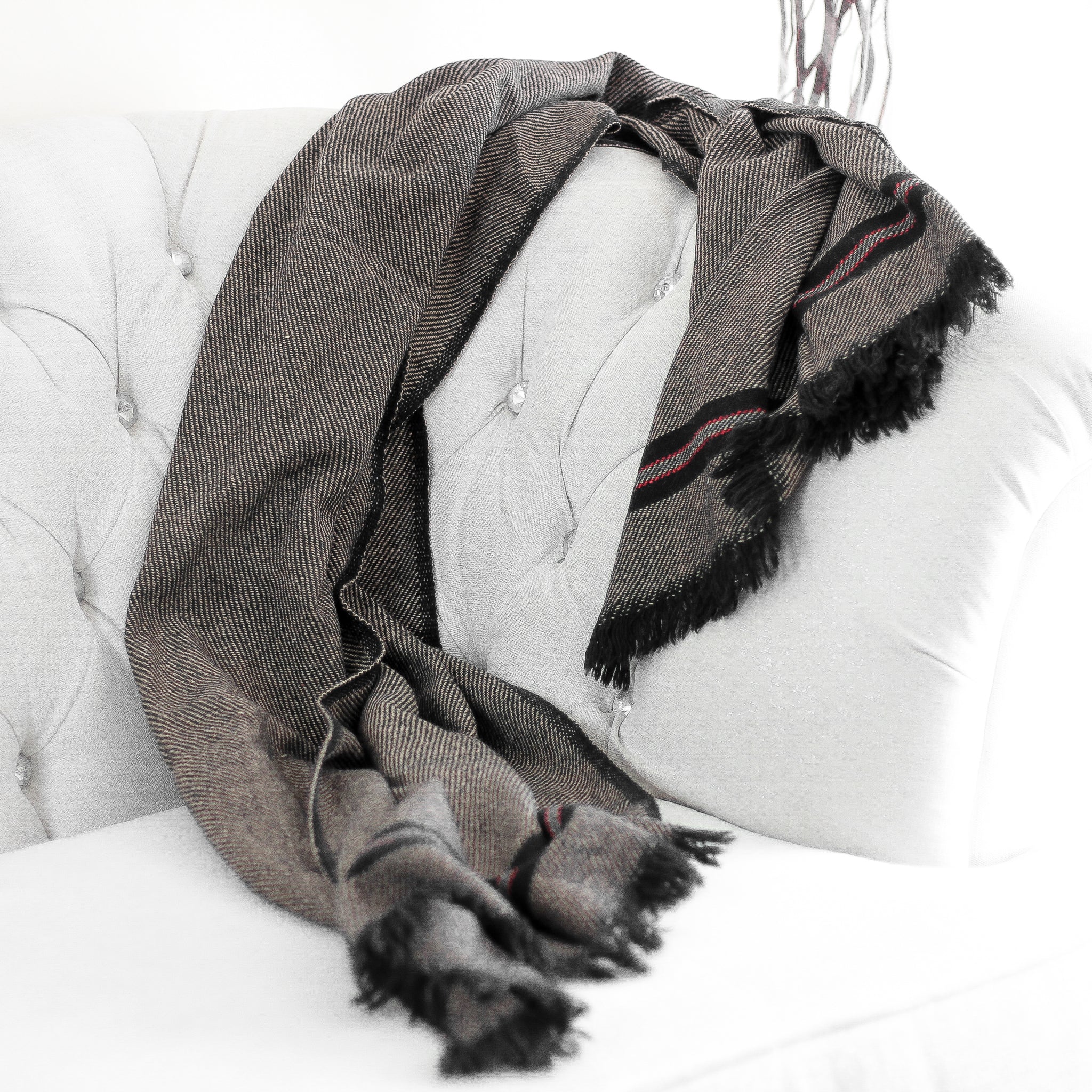 Handwoven Woolen Throw cum Blanket Rustic Cottage Charm Kuttons