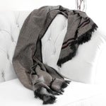 Handwoven Woolen Throw cum Blanket - Rustic Cottage Charm | Brown-Black, 38x72"