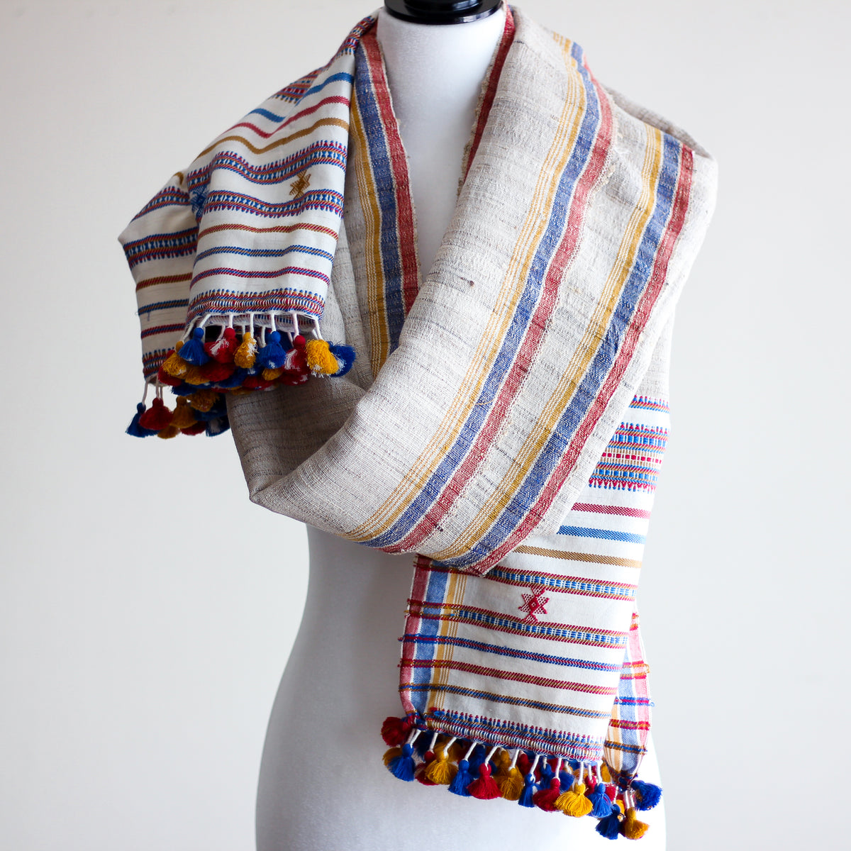 handwoven stole on tusser silk and cotton