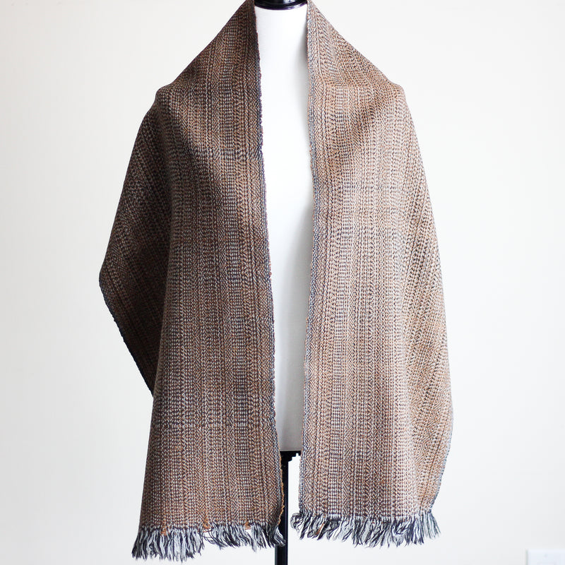 Himalayan Bactrian Camel Wool Thick Scarf Muffler - Rare, One of a Kind - Handwoven in Ladakh | Brown, 15x67"
