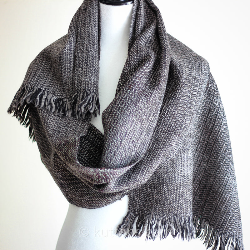 Himalayan Raw Sheep Wool Scarf - Handspun & Handwoven in Ladakh