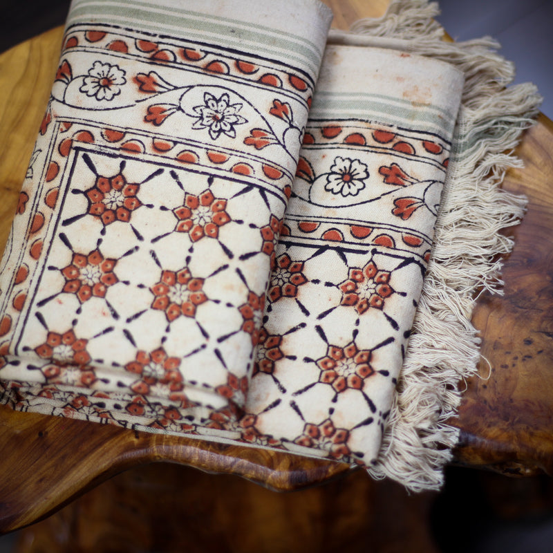 handmade handwoven hand dyed with natural colours cotton hand towel