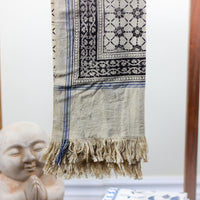 hand block printed artisanal cotton bath towel