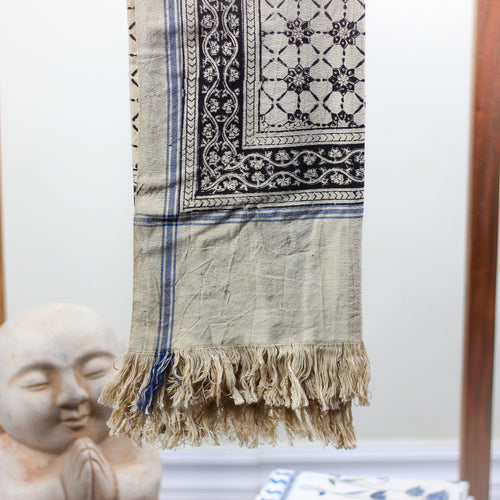 hand block printed artisanal cotton bath towel