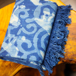 handmade handwoven cotten hand towel dyed with natural dyes - blue