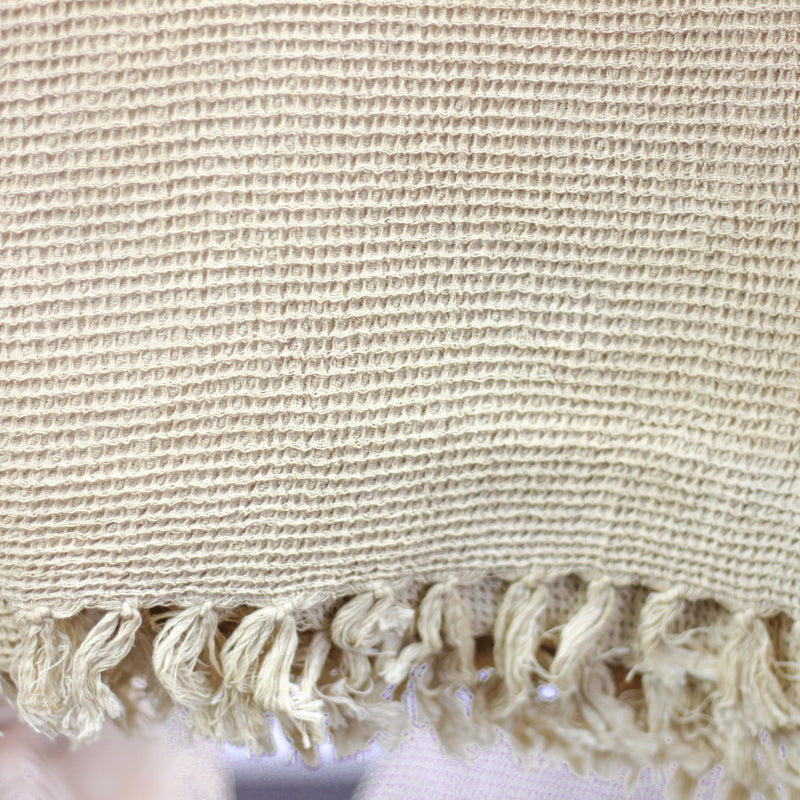 handwoven cotton towel dyed with natural colours