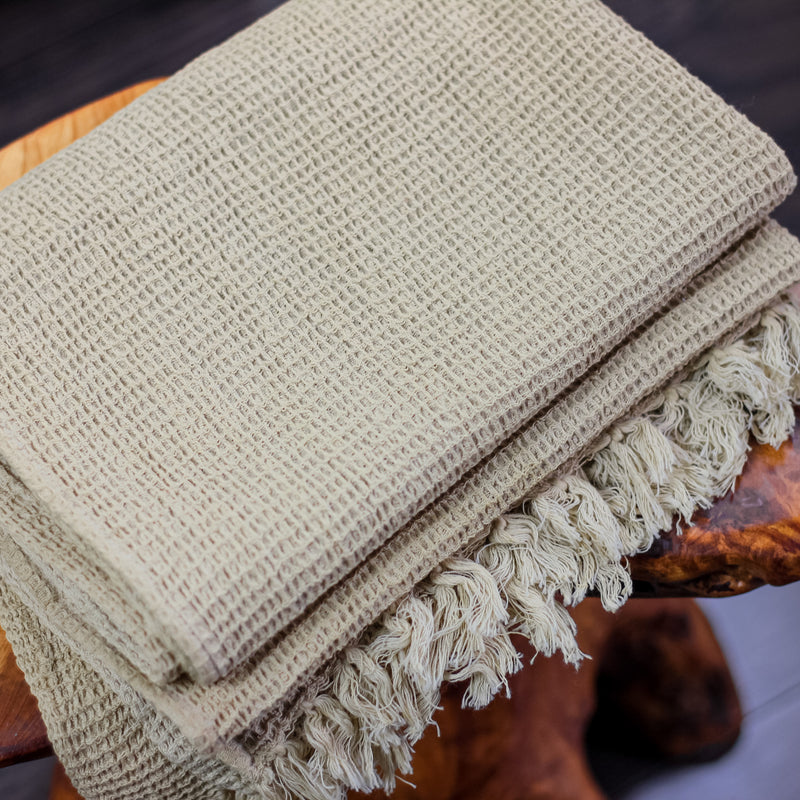 Waffle Weave Handwoven Hand Block Printed Decorative Cotton Towel