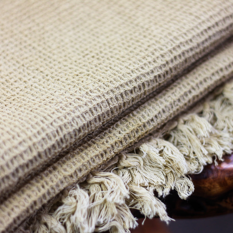 super absorbent waffle handwoven cotton towel - dyed with natural colours