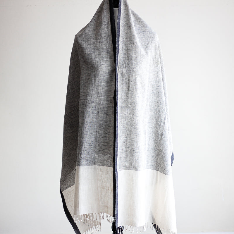 Organic Kala Cotton Wrap with Tassels - Handwoven Genetically Pure Organic Cotton Scarf