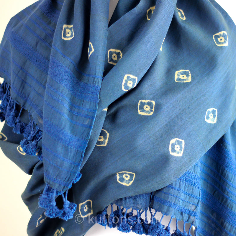 fine cotton scarves blue