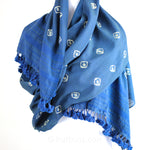 Shibori Tie-Dye Fine Cotton Scarf - Handwoven Wrap with Tassels