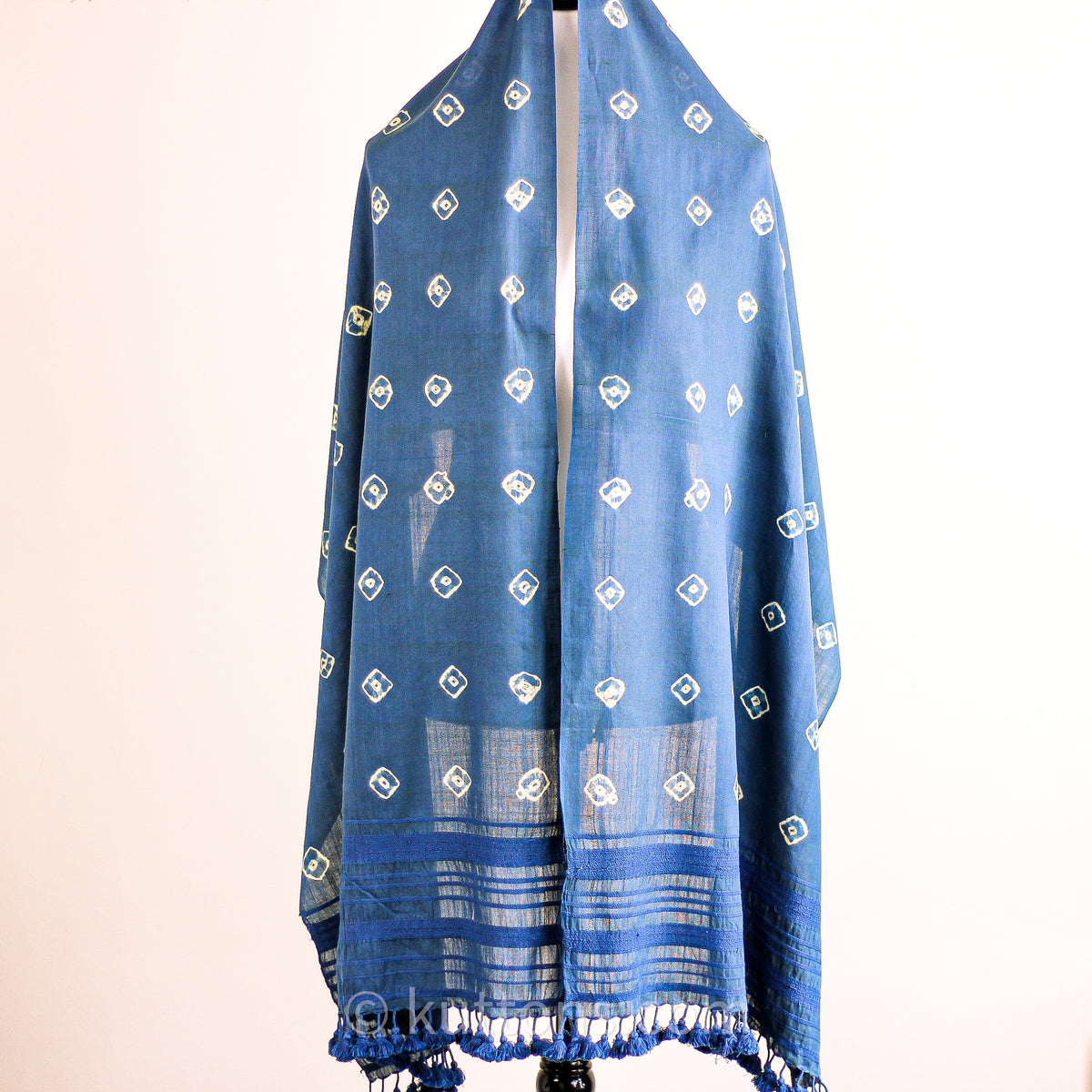 shibori tie dye cotton scarves indigo blue