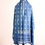 shibori tie dye cotton scarves indigo blue