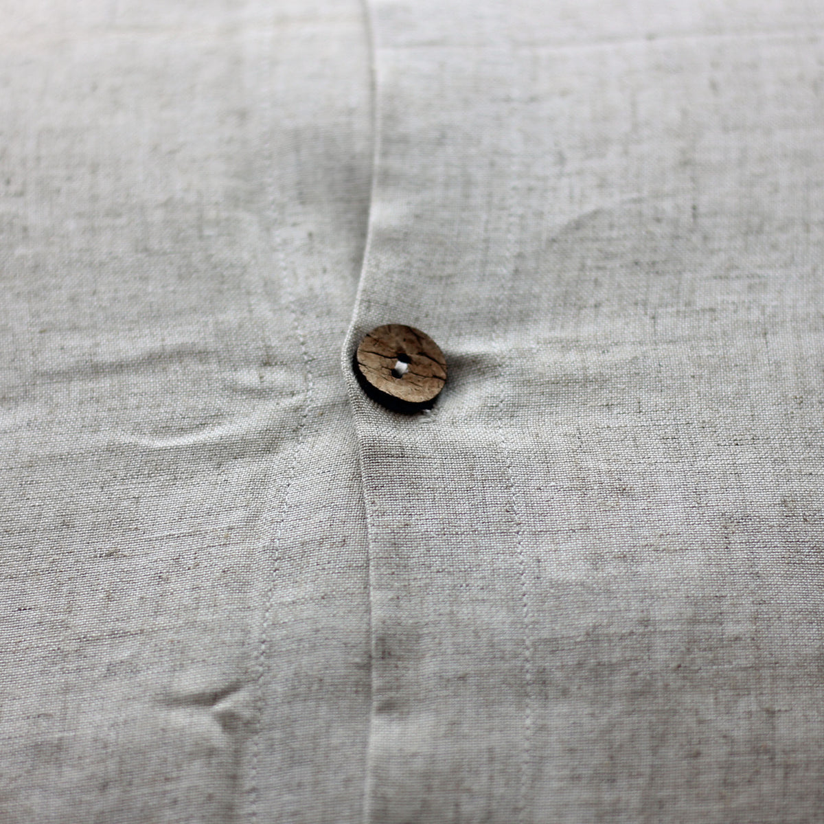 Handwoven Silk Textured Stripe Pillow Cushion Cover - Coconut Shell Button | Cream-Golden Brown, 21x21"