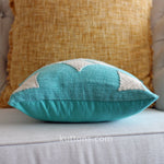 Sky Blue Cotton Jute Throw Pillow Cover - Natural Texture | Blue Cushion, 16x16"