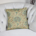 Taru Embroidered Silk Blend Decorative Cushion Cover | Beige, 16x16"